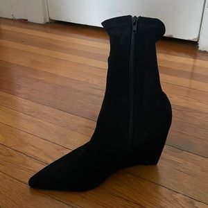 Black suede booties never worn!